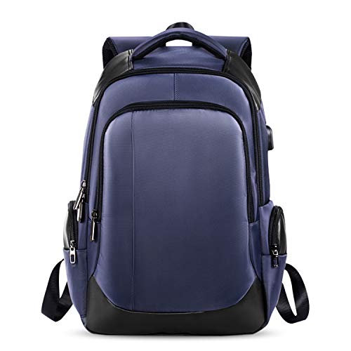 FANDARE Laptop Rucksack Business Rucksack für 15.6 Zoll Laptop Schulrucksack mit USB-Ladeanschluss für Arbeit Wandern Reisen Camping,für Herren/Damen Schultasche Polyester Blau von FANDARE