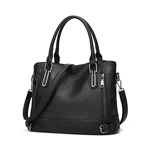 FANDARE Leichte Handtschasche Vintage Schultertasche Damen Umhängetasche Frauen Schulranzen PU Leder Wasserdicht für Shopper Reisen Arbeitstasche Messenger Tote Bags Schwarz FANDARE Leichte Handtschasche Vintage Schultertasche Damen Umhängetasche Frauen Schulranzen PU Leder Wasserdicht für Shopper Reisen Arbeitstasche Messenger Tote Bags Schwarz von FANDARE
