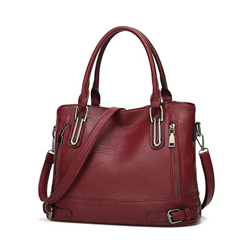 FANDARE Leichte Handtschasche Vintage Schultertasche Damen Umhängetasche Frauen Schulranzen PU Leder Wasserdicht für Shopper Reisen Arbeitstasche Messenger Tote Bags Weinrot FANDARE Leichte Handtschasche Vintage Schultertasche Damen Umhängetasche Frauen Schulranzen PU Leder Wasserdicht für Shopper Reisen Arbeitstasche Messenger Tote Bags Weinrot von FANDARE