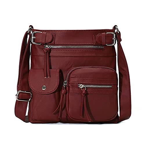 FANDARE Leichte Schultertasche Umhängetaschen Damen Schulranzen Handtaschen Klein Frauen PU Leder Wasserdicht Freizeit Sports Arbeit Outdoor Reise Messenger-Bags Weinrot FANDARE Leichte Schultertasche Umhängetaschen Damen Schulranzen Handtaschen Klein Frauen PU Leder Wasserdicht Freizeit Sports Arbeit Outdoor Reise Messenger-Bags Weinrot von FANDARE