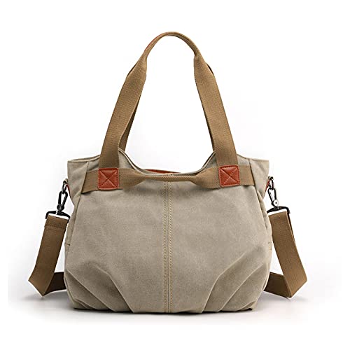 FANDARE Leinwand Handtaschen Schultertasche Damen Umhängetasche Vintage Frauen Arbeitstasche für Shopper Reisen Crossbody Messenger Bag Khaki von FANDARE