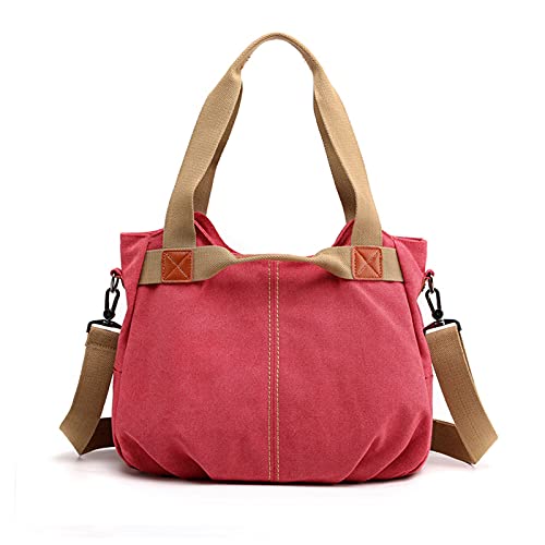 FANDARE Leinwand Handtaschen Schultertasche Damen Umhängetasche Vintage Frauen Arbeitstasche für Shopper Reisen Crossbody Messenger Bag Rot FANDARE Leinwand Handtaschen Schultertasche Damen Umhängetasche Vintage Frauen Arbeitstasche für Shopper Reisen Crossbody Messenger Bag Rot von FANDARE