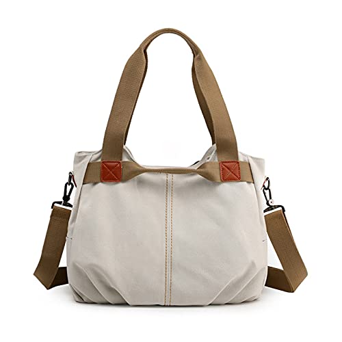 FANDARE Leinwand Handtaschen Schultertasche Damen Umhängetasche Vintage Frauen Arbeitstasche für Shopper Reisen Crossbody Messenger Bag Weiß FANDARE Leinwand Handtaschen Schultertasche Damen Umhängetasche Vintage Frauen Arbeitstasche für Shopper Reisen Crossbody Messenger Bag Weiß von FANDARE