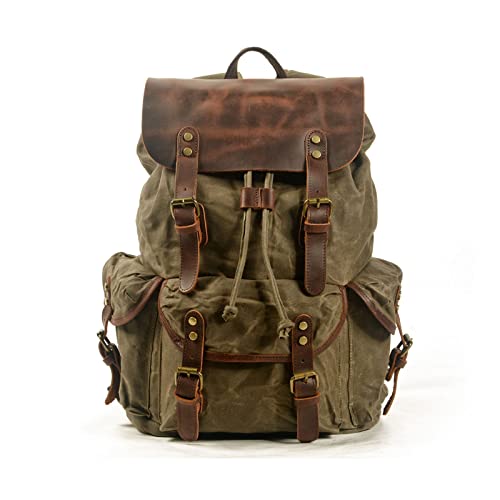 FANDARE Leinwand Wanderrucksack Herren Damen Wanderrucksäcke Sports & Outdoor Rucksack mit Kordelzug Trekkingrucksack Reiserucksack für Wandern Radfahren Klettern Bergsteigen und Reisen Armeegrün FANDARE Leinwand Wanderrucksack Herren Damen Wanderrucksäcke Sports & Outdoor Rucksack mit Kordelzug Trekkingrucksack Reiserucksack für Wandern Radfahren Klettern Bergsteigen und Reisen Armeegrün von FANDARE