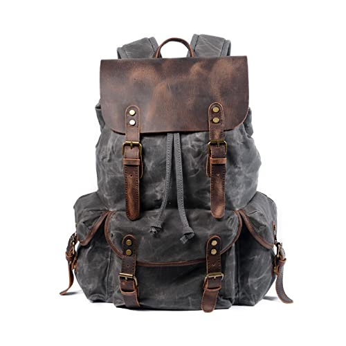 FANDARE Leinwand Wanderrucksack Herren Damen Wanderrucksäcke Sports & Outdoor Rucksack mit Kordelzug Trekkingrucksack Reiserucksack für Wandern Radfahren Klettern Bergsteigen und Reisen Grau Grün FANDARE Leinwand Wanderrucksack Herren Damen Wanderrucksäcke Sports & Outdoor Rucksack mit Kordelzug Trekkingrucksack Reiserucksack für Wandern Radfahren Klettern Bergsteigen und Reisen Grau Grün von FANDARE