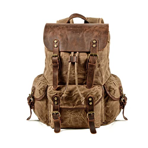 FANDARE Leinwand Wanderrucksack Herren Damen Wanderrucksäcke Sports & Outdoor Rucksack mit Kordelzug Trekkingrucksack Reiserucksack für Wandern Radfahren Klettern Bergsteigen und Reisen Khaki FANDARE Leinwand Wanderrucksack Herren Damen Wanderrucksäcke Sports & Outdoor Rucksack mit Kordelzug Trekkingrucksack Reiserucksack für Wandern Radfahren Klettern Bergsteigen und Reisen Khaki von FANDARE