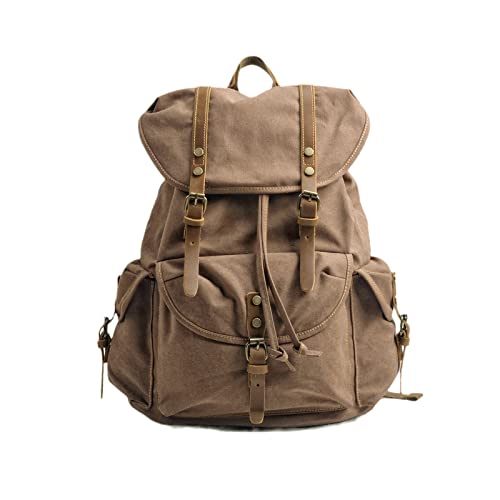 FANDARE Leinwand Wanderrucksack Rucksack Schulranzen Schultaschen mit Kordelzug Trekkingrucksack Reiserucksack Outdoorrucksack für Herren Damen Camping Radfahren Klettern Bergsteigen und Reisen Sport von FANDARE