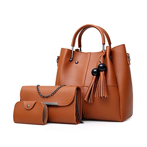 FANDARE Mode Damen-Henkeltaschen Wasserdicht Eimer Tasche Schultertaschen Umhängetaschen 3-teiliges Set Handtasche mit Fransen PU-Leder Kette Messenger-Tasche für Reisen Einkaufen Arbeiten Braun FANDARE Mode Damen-Henkeltaschen Wasserdicht Eimer Tasche Schultertaschen Umhängetaschen 3-teiliges Set Handtasche mit Fransen PU-Leder Kette Messenger-Tasche für Reisen Einkaufen Arbeiten Braun von FANDARE