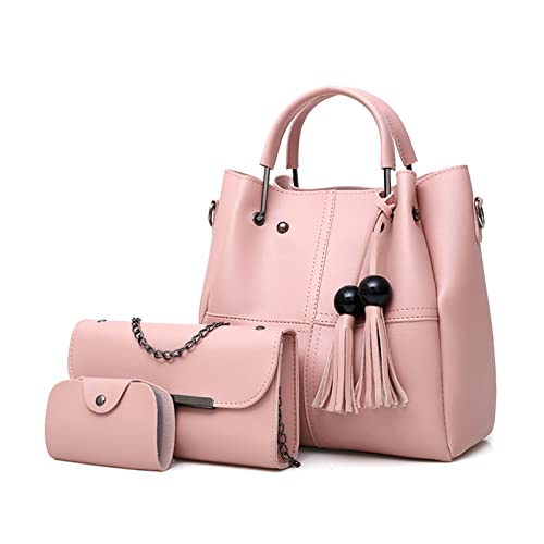 FANDARE Mode Damen-Henkeltaschen Wasserdicht Eimer Tasche Schultertaschen Umhängetaschen 3-teiliges Set Handtasche mit Fransen PU-Leder Kette Messenger-Tasche für Reisen Einkaufen Arbeiten Rosa FANDARE Mode Damen-Henkeltaschen Wasserdicht Eimer Tasche Schultertaschen Umhängetaschen 3-teiliges Set Handtasche mit Fransen PU-Leder Kette Messenger-Tasche für Reisen Einkaufen Arbeiten Rosa von FANDARE