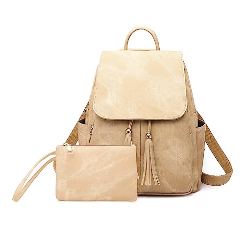 FANDARE Mode Damen Rucksackhandtaschen Elegant Schulrucksack Geldbeutel Set Schultertaschen Modern Handtasche Cityrucksack PU Leder Schulranzen Cityrucksack Frauen Rucksack Uni Büro Daypacks Khaki FANDARE Mode Damen Rucksackhandtaschen Elegant Schulrucksack Geldbeutel Set Schultertaschen Modern Handtasche Cityrucksack PU Leder Schulranzen Cityrucksack Frauen Rucksack Uni Büro Daypacks Khaki von FANDARE
