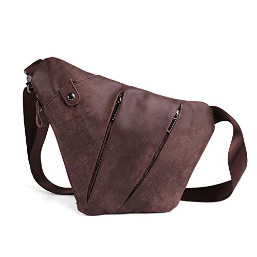 FANDARE Neu Brusttasche Segmentiert Schultertasche Herren Sling Bag Leder Crossover Rucksack Umhängetasche Sporttasche für Wandern Abenteuer Sport Reisen Wasserdicht Crossbody Bag Dunkelbraun FANDARE Neu Brusttasche Segmentiert Schultertasche Herren Sling Bag Leder Crossover Rucksack Umhängetasche Sporttasche für Wandern Abenteuer Sport Reisen Wasserdicht Crossbody Bag Dunkelbraun von FANDARE