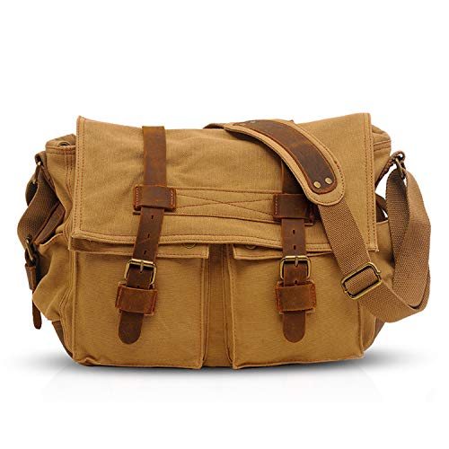 FANDARE Unisex Umhängetasche/Laptoptasche 14 Zoll für Arbeit Herren Messenger Bag Schultertasche Multifunktions Reise Canvas Khaki FANDARE Unisex Umhängetasche/Laptoptasche 14 Zoll für Arbeit Herren Messenger Bag Schultertasche Multifunktions Reise Canvas Khaki von FANDARE