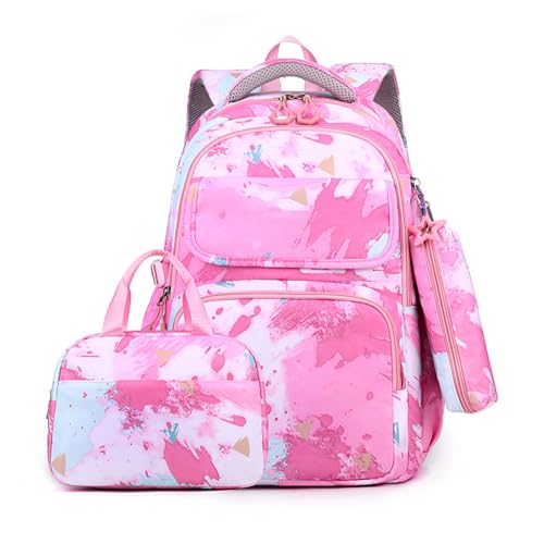 FANDARE Niedlich Kinderrucksack Schulranzen Mädchen Junge Schulrucksack mit Lunchpaket & Mäppchen Büchertaschen Rucksack Schultertasche für Outdoor Reisen Schule Daypacks Rosa FANDARE Niedlich Kinderrucksack Schulranzen Mädchen Junge Schulrucksack mit Lunchpaket & Mäppchen Büchertaschen Rucksack Schultertasche für Outdoor Reisen Schule Daypacks Rosa von FANDARE