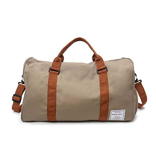 FANDARE Reisetaschen Sporttasche Damen Umhängetasche Herren Handgepäck Schultertasche Übernachtung Sporttasche Weekender Schwimmtasche Große Kapazität Trainingstasche mit Schuhfach Khaki von FANDARE