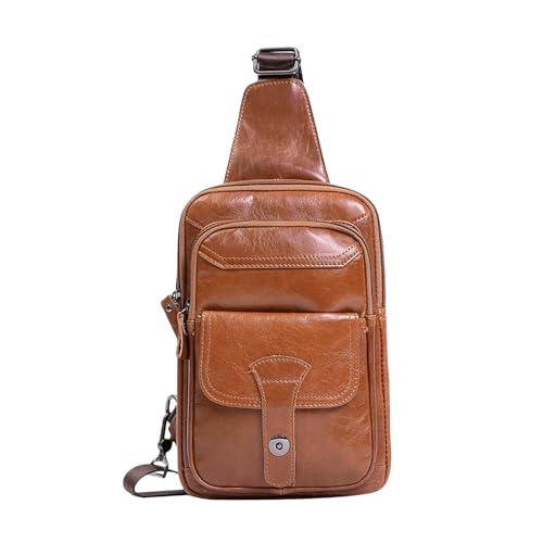 FANDARE Retro Brusttasche Leder Sling Bag Herren Umhängetaschen Schultertasche Wasserresistent Crossover Rucksack Daypacks für Männer Outdoor Reisen Camping Wanderrucksäcke Crossbody PackBraun FANDARE Retro Brusttasche Leder Sling Bag Herren Umhängetaschen Schultertasche Wasserresistent Crossover Rucksack Daypacks für Männer Outdoor Reisen Camping Wanderrucksäcke Crossbody PackBraun von FANDARE