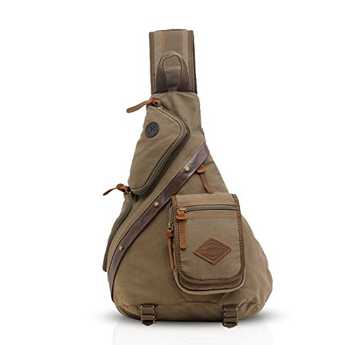 FANDARE Retro Brusttasche Leinwand Sling Bag Herren Sporttasche Rucksack Damen Schultertasche Daypacks Grosse Kapazität Umhängetasche für Outdoor Reisen Wandern Radfahren Bergsteigen Reisen Grün FANDARE Retro Brusttasche Leinwand Sling Bag Herren Sporttasche Rucksack Damen Schultertasche Daypacks Grosse Kapazität Umhängetasche für Outdoor Reisen Wandern Radfahren Bergsteigen Reisen Grün von FANDARE