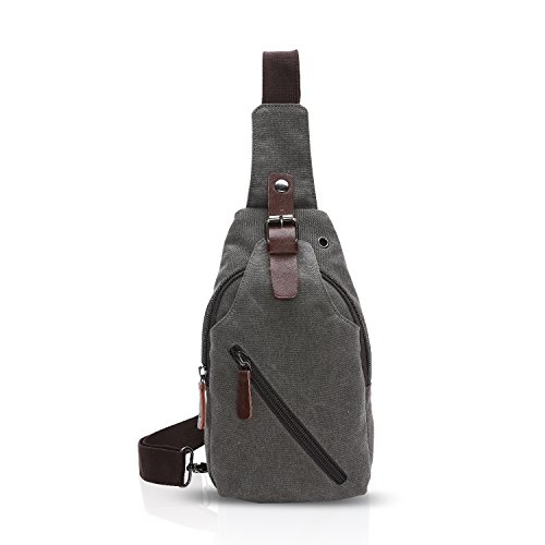 FANDARE Retro Brusttasche Segeltuch Schultertasche Herren Damen Sling Bag Crossover Rucksack Umhängetasche Sporttasche für Outdoor Reisen Wandern Abenteuer Sport Crossbody Bag von FANDARE