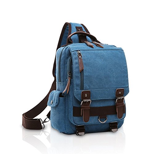 FANDARE Retro Brusttasche Sling Bag Herren Rucksack Damen Schulranzen Leinwand Schulrucksack Schultertasche Umhängetasche Rucksack Sporttasche für Schule Freizeit Reise Business Joggen von FANDARE