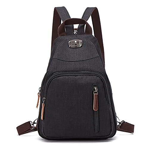 FANDARE Retro Brusttasche Sling Bag Klein Rucksack Schulranzen Umhängetasche Schulrucksack Sporttasche für Damen Herren Pendeln Schule Freizeit Reise Daypacks Dauerhaft Polyester Schwarz FANDARE Retro Brusttasche Sling Bag Klein Rucksack Schulranzen Umhängetasche Schulrucksack Sporttasche für Damen Herren Pendeln Schule Freizeit Reise Daypacks Dauerhaft Polyester Schwarz von FANDARE