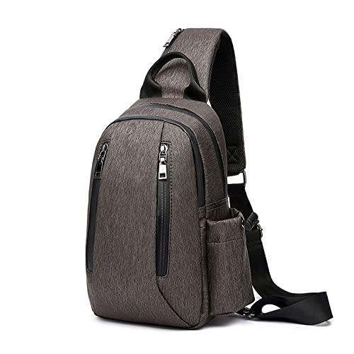 FANDARE Retro Brusttasche Sling Bag Sling Rucksack Schultertasche Crossbody Bag Business Umhängetasche Sporttasche Herren Reisen Wandern Wasserdicht Nylon Daypacks Braun von FANDARE