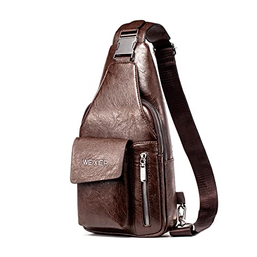 FANDARE Retro Brusttasche Ultraleicht Sling Bag Geschäft Umhängetasche für Herren Schultertasche Outdoor Sport Wandern Radfahren Reisen Wasserdicht Leder Dunkelbraun FANDARE Retro Brusttasche Ultraleicht Sling Bag Geschäft Umhängetasche für Herren Schultertasche Outdoor Sport Wandern Radfahren Reisen Wasserdicht Leder Dunkelbraun von FANDARE