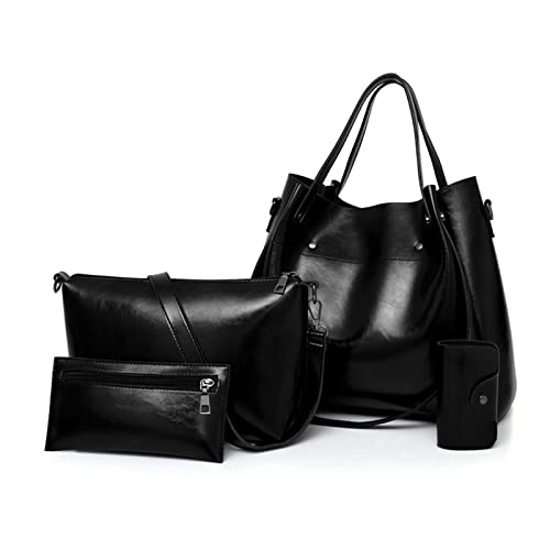 FANDARE Retro Damen-Henkeltaschen 4-teiliges Set Eimer Tasche Schultertaschen Wasserdicht Handtasche PU-Leder Umhängetaschen für Reisen Einkaufen Arbeiten Verabreden Schwarz FANDARE Retro Damen-Henkeltaschen 4-teiliges Set Eimer Tasche Schultertaschen Wasserdicht Handtasche PU-Leder Umhängetaschen für Reisen Einkaufen Arbeiten Verabreden Schwarz von FANDARE