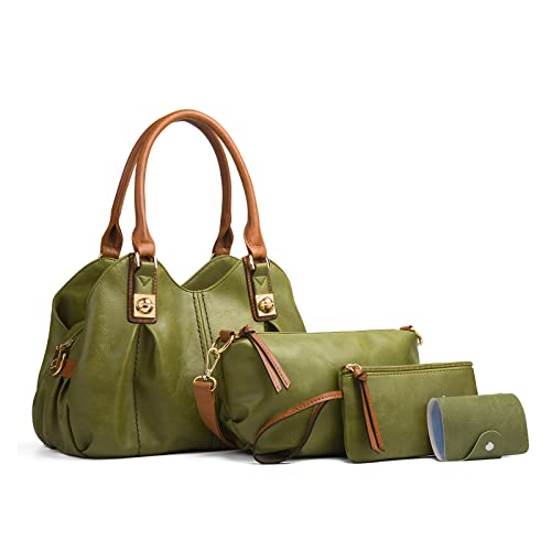 FANDARE Retro Damen-Henkeltaschen Weich-Leder Umhängetaschen Wasserdicht Handtasche 4-teiliges Set Schultertaschen für Reisen Einkaufen Arbeiten Verabreden Verwendet Grün FANDARE Retro Damen-Henkeltaschen Weich-Leder Umhängetaschen Wasserdicht Handtasche 4-teiliges Set Schultertaschen für Reisen Einkaufen Arbeiten Verabreden Verwendet Grün von FANDARE