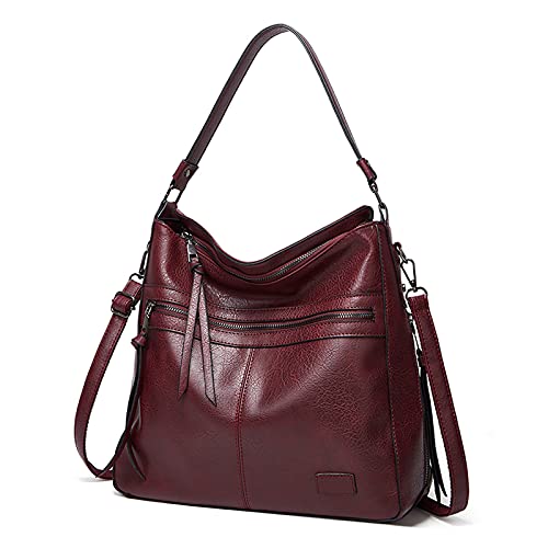 FANDARE Retro Handtaschen Damen Schultertasche Umhängetasche Wasserdicht PU Leder Frauen Quaste Tragetasche für 12.9 Zoll Laptoptasche Büro Schule Pendeln Reisen Arbeitstasche Weinrot FANDARE Retro Handtaschen Damen Schultertasche Umhängetasche Wasserdicht PU Leder Frauen Quaste Tragetasche für 12.9 Zoll Laptoptasche Büro Schule Pendeln Reisen Arbeitstasche Weinrot von FANDARE