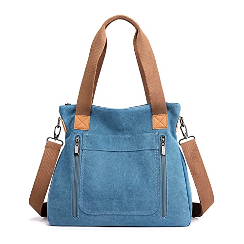 FANDARE Retro Handtaschen Leinwand Schultertasche Damen Umhängetasche Frauen Arbeitstasche für 12.9 Zoll Tablet Shopper Reisen Crossbody Messenger Bag Blau FANDARE Retro Handtaschen Leinwand Schultertasche Damen Umhängetasche Frauen Arbeitstasche für 12.9 Zoll Tablet Shopper Reisen Crossbody Messenger Bag Blau von FANDARE