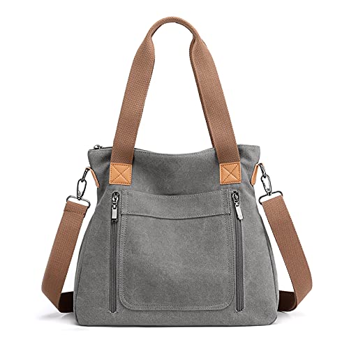 FANDARE Retro Handtaschen Leinwand Schultertasche Damen Umhängetasche Frauen Arbeitstasche für 12.9 Zoll Tablet Shopper Reisen Crossbody Messenger Bag Grau FANDARE Retro Handtaschen Leinwand Schultertasche Damen Umhängetasche Frauen Arbeitstasche für 12.9 Zoll Tablet Shopper Reisen Crossbody Messenger Bag Grau von FANDARE