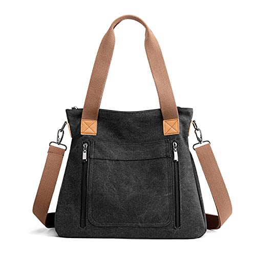 FANDARE Retro Handtaschen Leinwand Schultertasche Damen Umhängetasche Frauen Arbeitstasche für 12.9 Zoll Tablet Shopper Reisen Crossbody Messenger Bag Schwarz FANDARE Retro Handtaschen Leinwand Schultertasche Damen Umhängetasche Frauen Arbeitstasche für 12.9 Zoll Tablet Shopper Reisen Crossbody Messenger Bag Schwarz von FANDARE