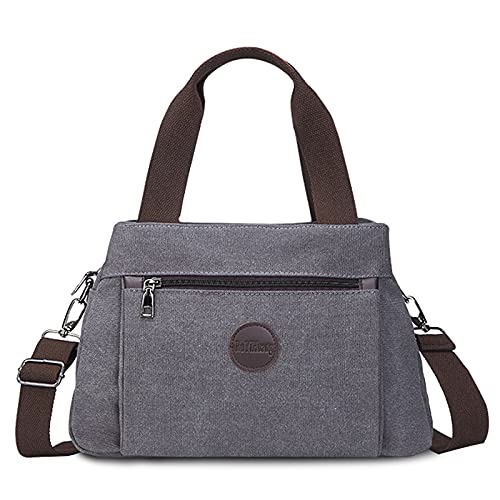 FANDARE Retro Handtaschen Leinwand Schultertasche Damen Umhängetasche Frauen Crossbody Messenger Bag Shopper Reisen Arbeitstasche Grau FANDARE Retro Handtaschen Leinwand Schultertasche Damen Umhängetasche Frauen Crossbody Messenger Bag Shopper Reisen Arbeitstasche Grau von FANDARE