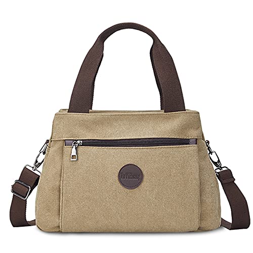 FANDARE Retro Handtaschen Leinwand Schultertasche Damen Umhängetasche Frauen Crossbody Messenger Bag Shopper Reisen Arbeitstasche Khaki FANDARE Retro Handtaschen Leinwand Schultertasche Damen Umhängetasche Frauen Crossbody Messenger Bag Shopper Reisen Arbeitstasche Khaki von FANDARE
