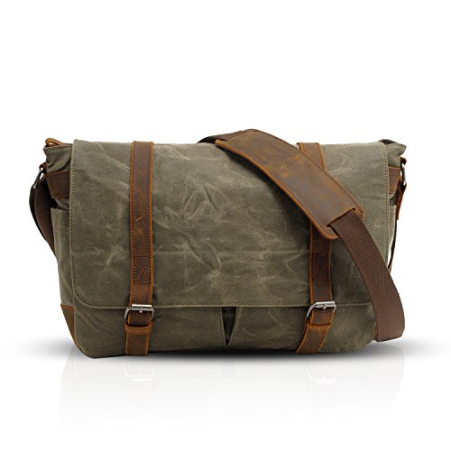 FANDARE Retro Umhängetasche Messenger Bag Canvas Schultertasche für 14 Zoll Laptop Briefcase Schultertaschen Herren Damen Sporttasche Arbeit Schule Schulranzen, grün, L, Retro FANDARE Retro Umhängetasche Messenger Bag Canvas Schultertasche für 14 Zoll Laptop Briefcase Schultertaschen Herren Damen Sporttasche Arbeit Schule Schulranzen, grün, L, Retro von FANDARE