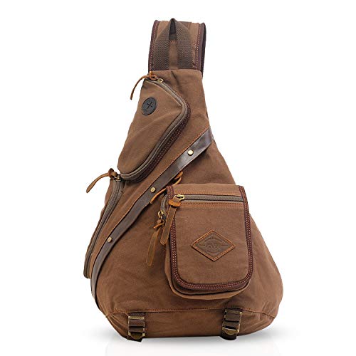 FANDARE Retro-Brusttasche, Herren, Rucksack, Damen, Sling Bag, Segeltuch, Schultertasche, Umhängetasche, für Business, Universität, Schule, Radfahren, Camping, Reise, Braun, L, Freizeitrucksack FANDARE Retro-Brusttasche, Herren, Rucksack, Damen, Sling Bag, Segeltuch, Schultertasche, Umhängetasche, für Business, Universität, Schule, Radfahren, Camping, Reise, Braun, L, Freizeitrucksack von FANDARE