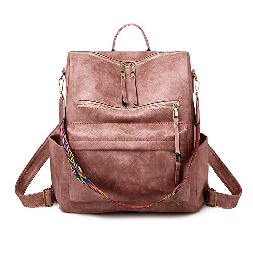 FANDARE Retro Rucksack Damen 3 in 1 Handtasche Mädchen Schultasche Wasserdicht Schultertasche Schulrucksack Casual Daypacks für Pendeln Reise Campus Sport Schulranzen Rucksäcke Dauerhaft PU Rosa von FANDARE