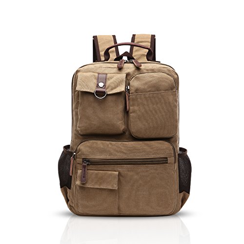 FANDARE Retro Rucksack Herren Business Laptop Bag Studenten Multi-Taschen Rucksack Outdoor Reise Daypack Atmungsaktiv Leinwand, kaki, L, Freizeitrucksack FANDARE Retro Rucksack Herren Business Laptop Bag Studenten Multi-Taschen Rucksack Outdoor Reise Daypack Atmungsaktiv Leinwand, kaki, L, Freizeitrucksack von FANDARE