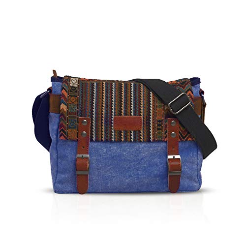 FANDARE Retro-Schultertasche, Herren/Frauen, Business, Crossbody Bag, Outdoor, Reisen, Camping, große Kapazität, Messenger-Tasche, atmungsaktiv, Segeltuch, blau, L, Freizeitrucksack von FANDARE