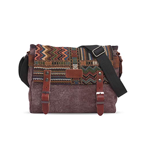 FANDARE Retro Umhängetasche für Männer/Frauen Business Crossbody Bag Outdoor Reise Camping Große Kapazität Umhängetasche Atmungsaktiv Leinwand, braun, L, Freizeitrucksack von FANDARE