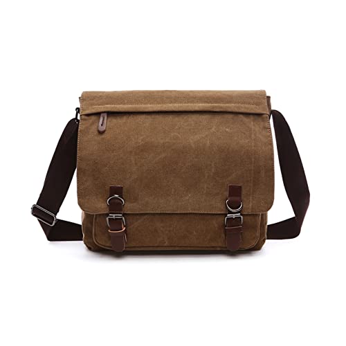 FANDARE Retro Umhängetasche Herren Segeltuch Arbeitstasche Messenger Bag Schultertasche passen 12,9-Zoll-Laptop Herrentasche Umhängen für Reise Schule Hochschule Arbeit Outdoor Schulranzen Braun FANDARE Retro Umhängetasche Herren Segeltuch Arbeitstasche Messenger Bag Schultertasche passen 12,9-Zoll-Laptop Herrentasche Umhängen für Reise Schule Hochschule Arbeit Outdoor Schulranzen Braun von FANDARE