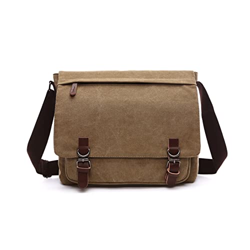 FANDARE Retro Umhängetasche Herren Segeltuch Arbeitstasche Messenger Bag Schultertasche passen 12,9-Zoll-Laptop Herrentasche Umhängen für Reise Schule Hochschule Arbeit Outdoor Schulranzen Khaki FANDARE Retro Umhängetasche Herren Segeltuch Arbeitstasche Messenger Bag Schultertasche passen 12,9-Zoll-Laptop Herrentasche Umhängen für Reise Schule Hochschule Arbeit Outdoor Schulranzen Khaki von FANDARE
