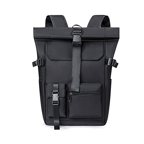 FANDARE Rolltop Rucksack Ultraleicht Schulrucksack Laptop Handgepäck Rucksack Herren Damen mit 15.6 Zoll Laptopfach Rucksäcke zum Business Arbeit Reise Schulranzen Daypacks Schwarz von FANDARE