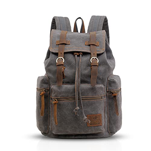 FANDARE Retro-Rucksack, 15,6 Zoll / 39,6 cm (15,6 Zoll), für Laptop, Outdoor, Reisen, Arbeit, Studenten, Wandern, Schultaschen, Daypack, grau, M, Freizeitrucksack von FANDARE