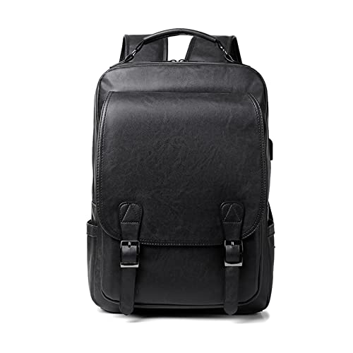 FANDARE Rucksack Laptop Wasserdicht Handgepäck Rucksack Wasserdicht PU-Leder Schulrucksack Herren Damen mit USB-Ladeanschluss Rucksäcke für Business Arbeit Reise Schulranzen Daypacks Schwarz von FANDARE