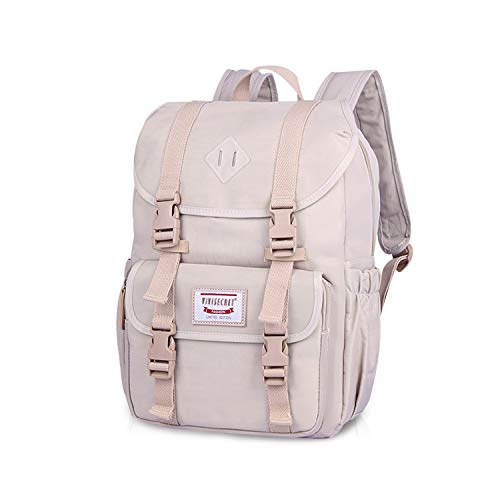 FANDARE Rucksäcke Schulrucksack Schule Rucksäcke Laptop Schultasche Mädchen Teenager Schulranzen Tagesrucksack Casual Daypacks für Damen Herren Reisen Uni Büro Alltag Freizeit Campus Wandern Weiß von FANDARE