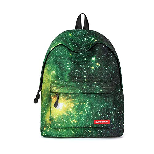 FANDARE Schulrucksack Galaxy Schultasche Junge Mädchen Rucksäcke Schulranzen Teenager Tagesrucksack Reise Daypack Damen 14 Zoll Laptop-Tasche Kinderrucksäcke Wasserdicht Polyester Grün von FANDARE