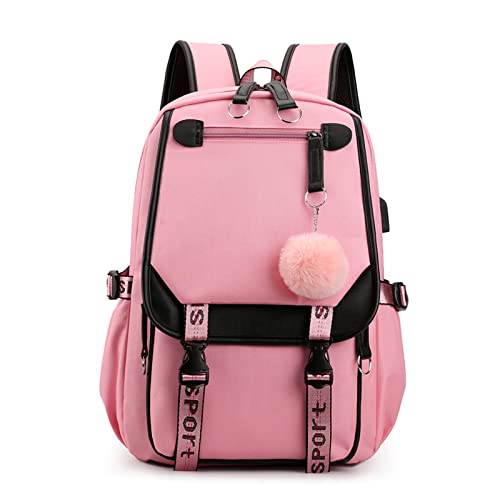 FANDARE Schulrucksack Mädchen Schulranzen Jungen Schultasche mit USB-Ladeanschluss Teenager Daypacks für Damen Universität Reisen Ergonomischer Kinder Schultasche mit Haarballen-Anhänger Rosa FANDARE Schulrucksack Mädchen Schulranzen Jungen Schultasche mit USB-Ladeanschluss Teenager Daypacks für Damen Universität Reisen Ergonomischer Kinder Schultasche mit Haarballen-Anhänger Rosa von FANDARE