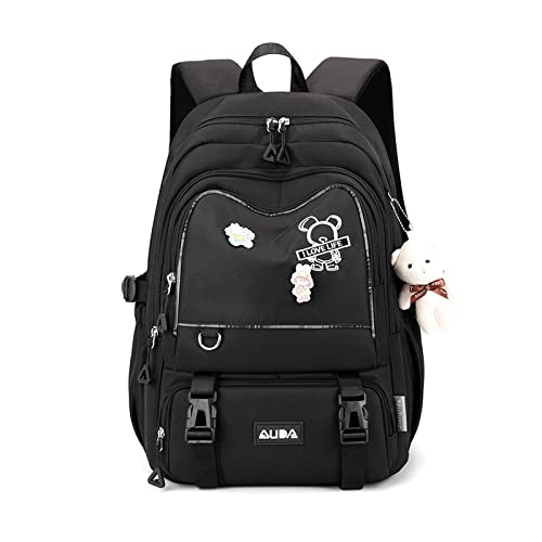FANDARE Schulrucksack Schulrucksack Kinderrucksack Schultasche Jungen Mädchen Rucksack Schulranzen für Outdoor Reise Daypacks Freizeitrucksack Rucksack mit Plüsch Anhänger Wasserdicht Nylon Schwarz FANDARE Schulrucksack Schulrucksack Kinderrucksack Schultasche Jungen Mädchen Rucksack Schulranzen für Outdoor Reise Daypacks Freizeitrucksack Rucksack mit Plüsch Anhänger Wasserdicht Nylon Schwarz von FANDARE