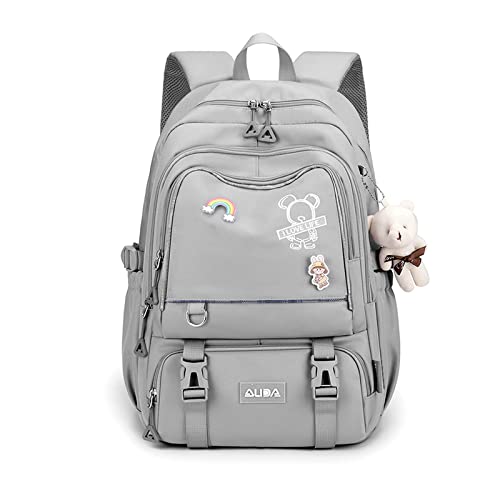 FANDARE Schulrucksack Schulrucksack Kinderrucksack Schultasche Jungen Mädchen Rucksack Schulranzen für Outdoor Reise Daypacks Freizeitrucksack Rucksack mit Plüsch Anhänger Wasserdicht Nylon Grau FANDARE Schulrucksack Schulrucksack Kinderrucksack Schultasche Jungen Mädchen Rucksack Schulranzen für Outdoor Reise Daypacks Freizeitrucksack Rucksack mit Plüsch Anhänger Wasserdicht Nylon Grau von FANDARE