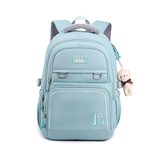 FANDARE Schulrucksack Schulrucksack Ultraleicht Daypacks Kinderrucksack Schultasche Jungen Mädchen Rucksack Schulranzen Outdoor Reise Daypacks mit Plüsch Anhänger Wasserdicht Nylon Blau von FANDARE